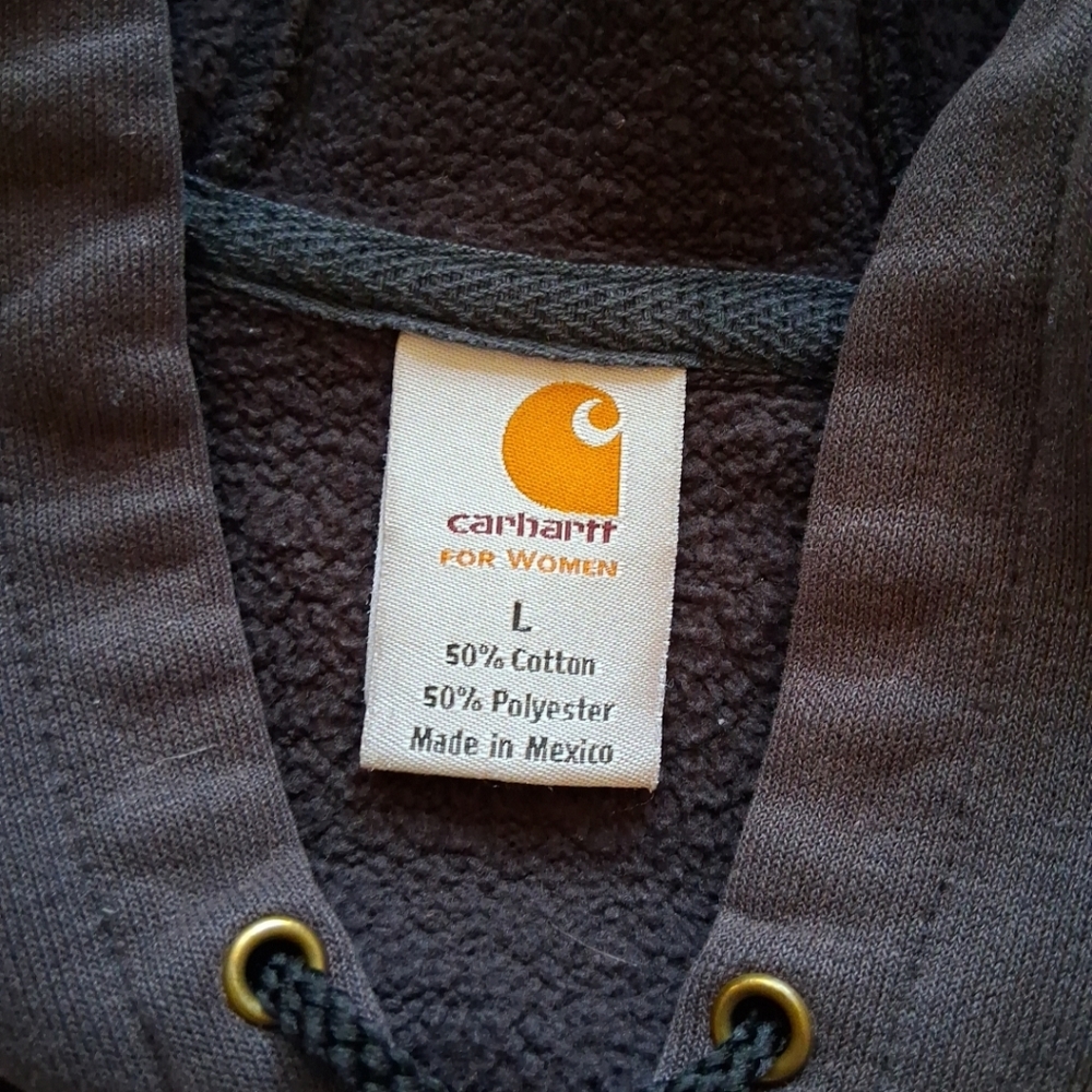 Carhartt Women's Full-Zip Hooded Sweatshirt in Charcoal - Picture 5 of 7
